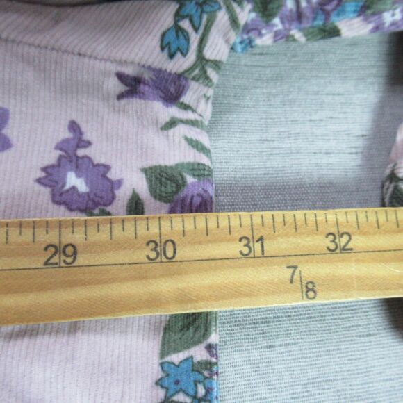 Vtg Venezia Vitale Shirt Womens 3X Lilac Corduroy Floral Button Granny Cottage - Picture 9 of 10